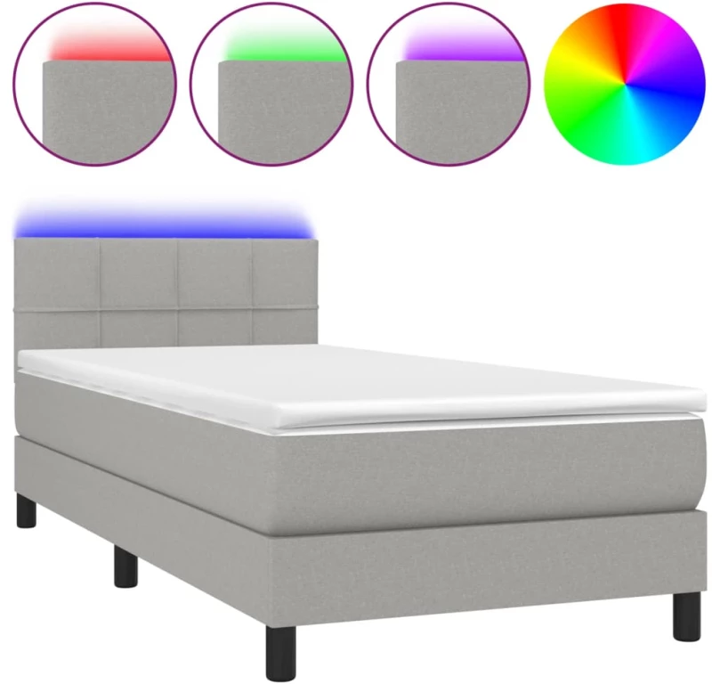 ΚΡΕΒΑΤΙ BOXSPRING ΜΕ ΣΤΡΩΜΑ & LED ΑΝ.ΓΚΡΙ 90X200 ΕΚ. ΥΦΑΣΜΑΤΙΝΟ 3133125