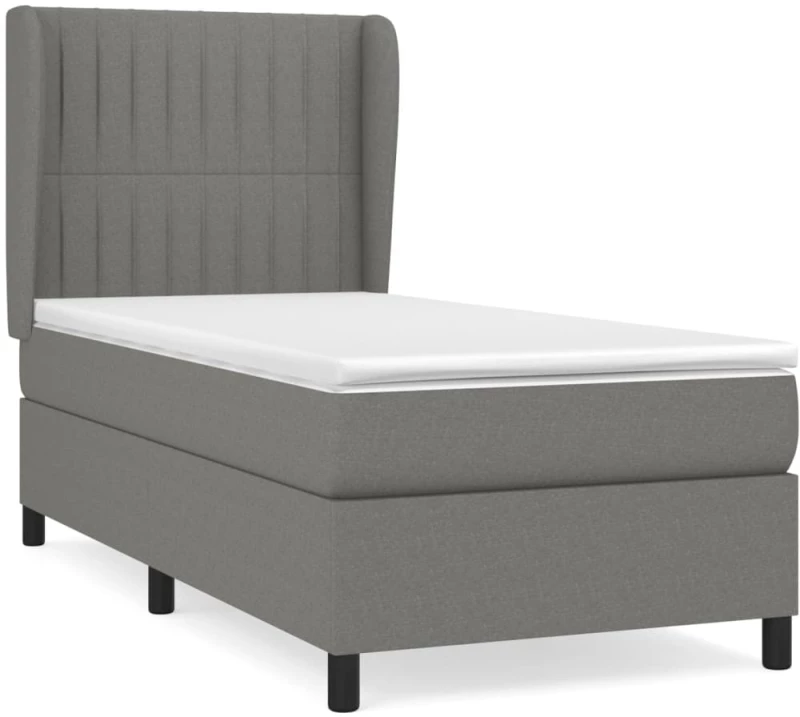 ΚΡΕΒΑΤΙ BOXSPRING ΜΕ ΣΤΡΩΜΑ ΣΚΟΥΡΟ ΓΚΡΙ 80X200 ΕΚ. ΥΦΑΣΜΑΤΙΝΟ 3128078