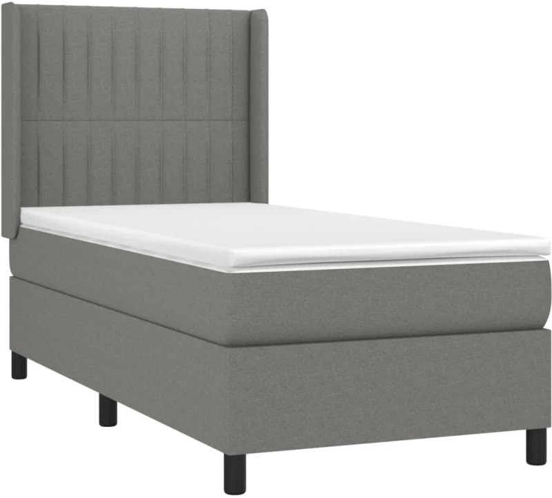 ΚΡΕΒΑΤΙ BOXSPRING ΜΕ ΣΤΡΩΜΑ ΣΚΟΥΡΟ ΓΚΡΙ 100X200 ΕΚ. ΥΦΑΣΜΑΤΙΝΟ 3131570