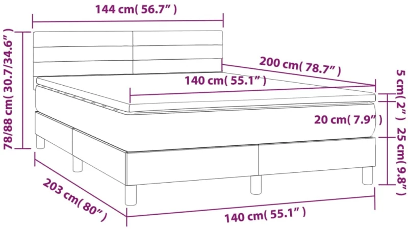 ΚΡΕΒΑΤΙ BOXSPRING ΜΕ ΣΤΡΩΜΑ & LED TAUPE 140X200 ΕΚ. ΥΦΑΣΜΑΤΙΝΟ 3133241