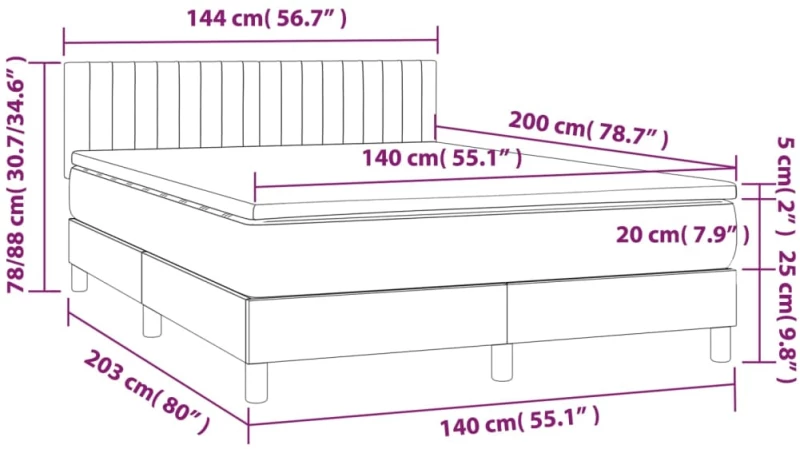 ΚΡΕΒΑΤΙ BOXSPRING ΜΕ ΣΤΡΩΜΑ & LED ΑΝ.ΓΚΡΙ 140X200 ΕΚ ΥΦΑΣΜΑΤΙΝΟ 3133317