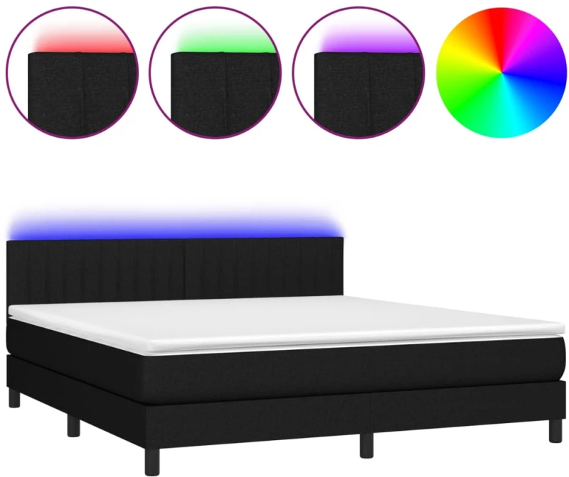 ΚΡΕΒΑΤΙ BOXSPRING ΜΕ ΣΤΡΩΜΑ & LED ΜΑΥΡΟ 160X200 ΕΚ. ΥΦΑΣΜΑΤΙΝΟ 3133327