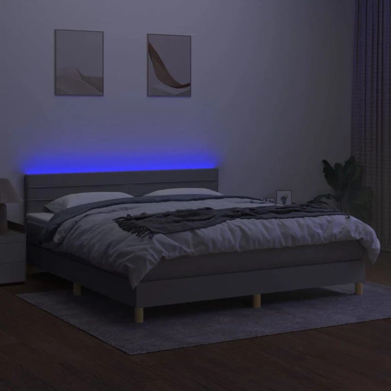 ΚΡΕΒΑΤΙ BOXSPRING ΜΕ ΣΤΡΩΜΑ & LED ΑΝ.ΓΚΡΙ 160X200 ΕΚ ΥΦΑΣΜΑΤΙΝΟ 3133805