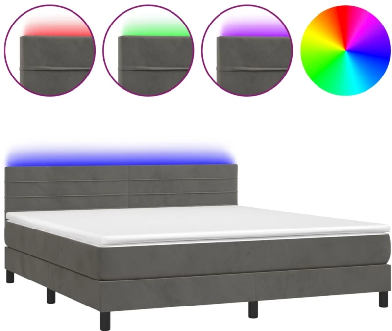 ΚΡΕΒΑΤΙ BOXSPRING ΜΕ ΣΤΡΩΜΑ & LED ΣΚ. ΓΚΡΙ 160X200ΕΚ. ΒΕΛΟΥΔΙΝΟ 3134472