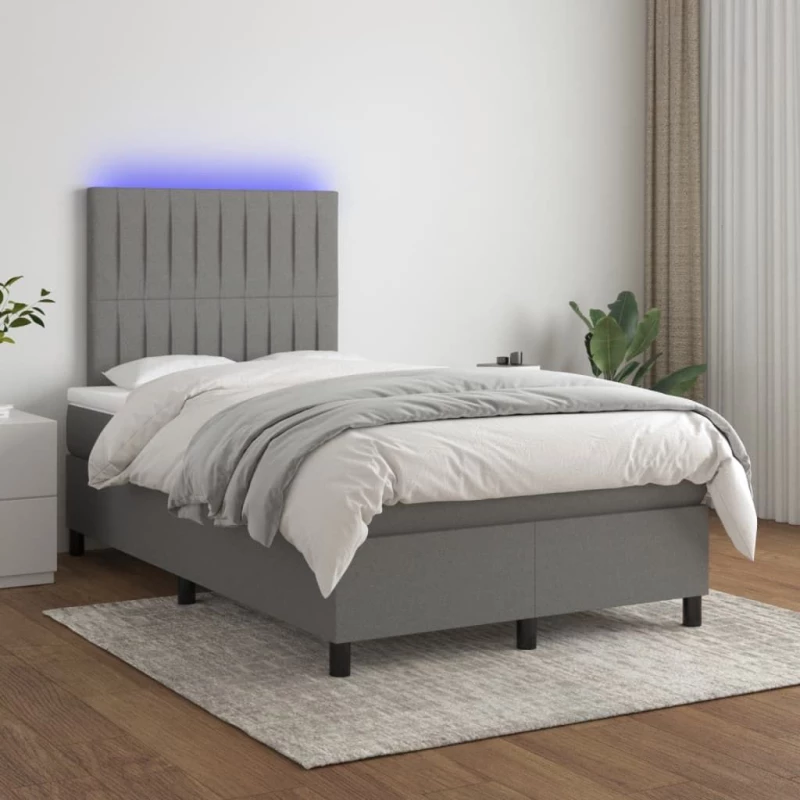 ΚΡΕΒΑΤΙ BOXSPRING ΜΕ ΣΤΡΩΜΑ & LED ΣΚ.ΓΚΡΙ 120X200 ΕΚ ΥΦΑΣΜΑΤΙΝΟ 3135022