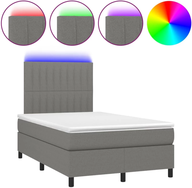 ΚΡΕΒΑΤΙ BOXSPRING ΜΕ ΣΤΡΩΜΑ & LED ΣΚ.ΓΚΡΙ 120X200 ΕΚ ΥΦΑΣΜΑΤΙΝΟ 3135022