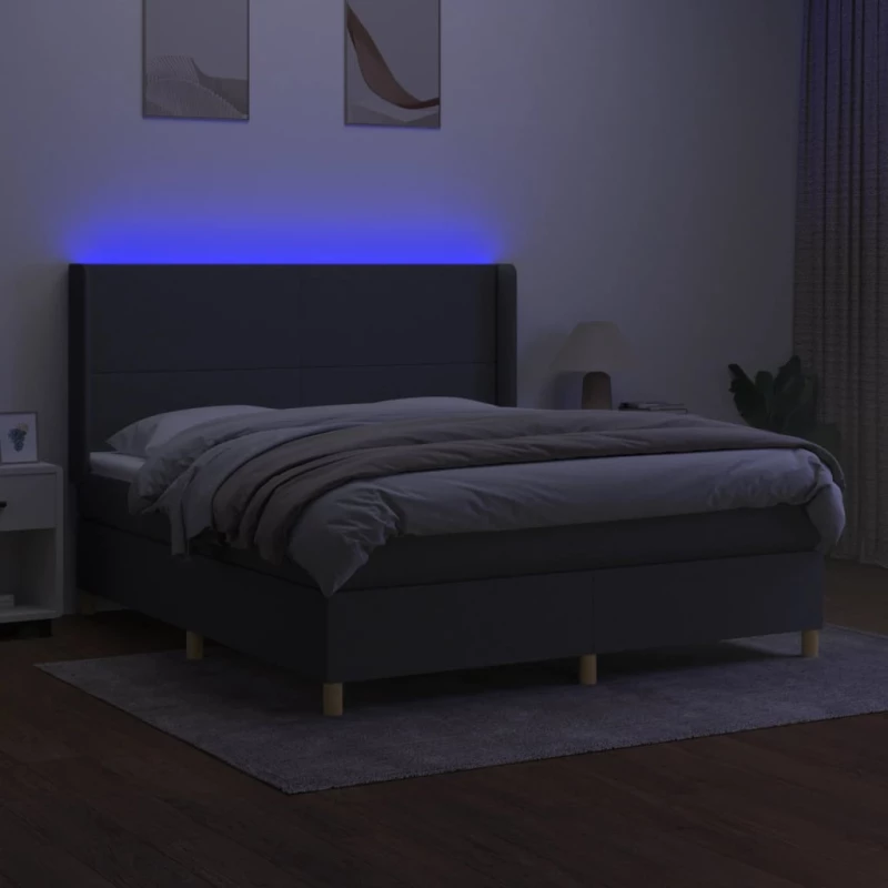 ΚΡΕΒΑΤΙ BOXSPRING ΜΕ ΣΤΡΩΜΑ & LED ΣΚ.ΓΚΡΙ 160X200 ΕΚ ΥΦΑΣΜΑΤΙΝΟ 3138726