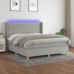 ΚΡΕΒΑΤΙ BOXSPRING ΜΕ ΣΤΡΩΜΑ & LED ΑΝ.ΓΚΡΙ 160X200ΕΚ. ΥΦΑΣΜΑΤΙΝΟ 3139045