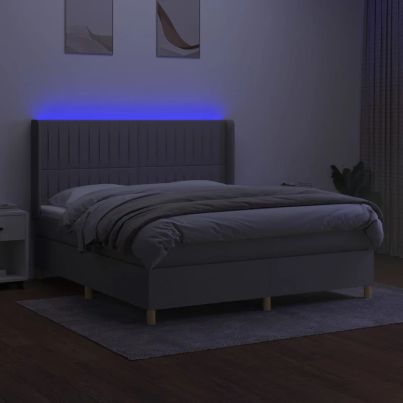ΚΡΕΒΑΤΙ BOXSPRING ΜΕ ΣΤΡΩΜΑ & LED ΑΝ.ΓΚΡΙ 160X200ΕΚ. ΥΦΑΣΜΑΤΙΝΟ 3139045