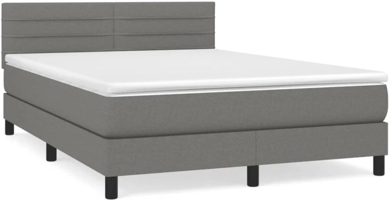 ΚΡΕΒΑΤΙ BOXSPRING ΜΕ ΣΤΡΩΜΑ ΣΚΟΥΡΟ ΓΚΡΙ 140X190 ΕΚ. ΥΦΑΣΜΑΤΙΝΟ 3140130