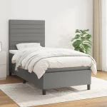 ΚΡΕΒΑΤΙ BOXSPRING ΜΕ ΣΤΡΩΜΑ ΣΚΟΥΡΟ ΓΚΡΙ 80X200 ΕΚ. ΥΦΑΣΜΑΤΙΝΟ 3141810