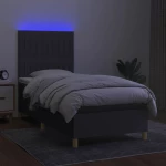 ΚΡΕΒΑΤΙ BOXSPRING ΜΕ ΣΤΡΩΜΑ & LED ΣΚ.ΓΚΡΙ 100X200 ΕΚ ΥΦΑΣΜΑΤΙΝΟ 3135574