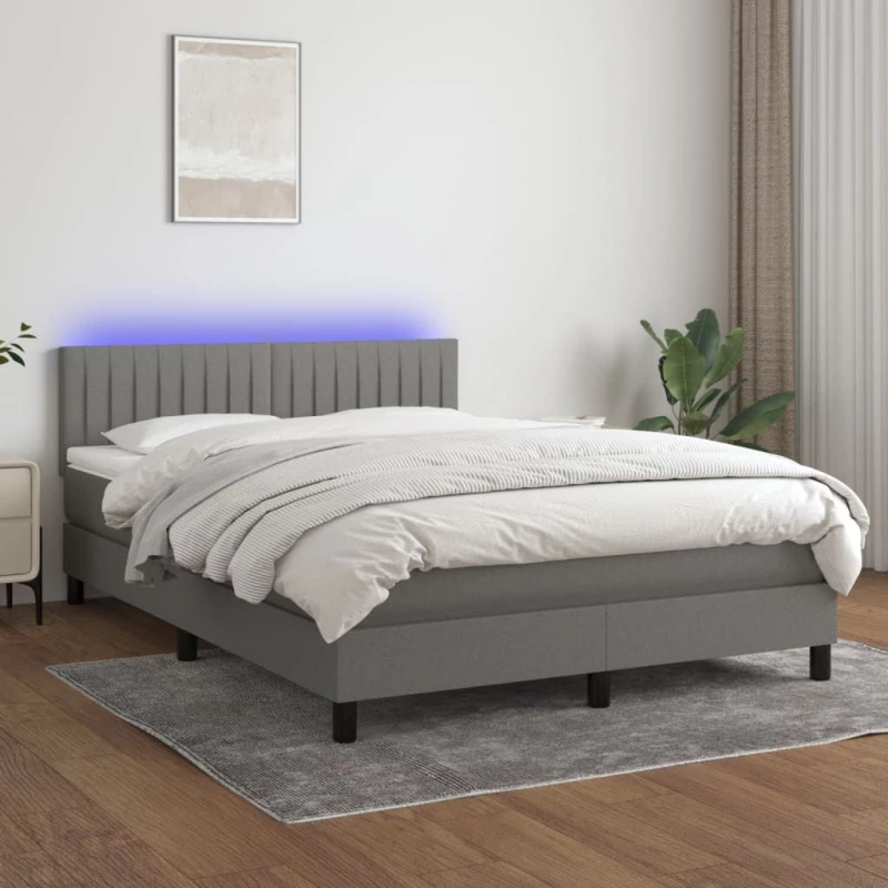 ΚΡΕΒΑΤΙ BOXSPRING ΜΕ ΣΤΡΩΜΑ & LED ΣΚ.ΓΚΡΙ 140X200 ΕΚ ΥΦΑΣΜΑΤΙΝΟ 3133318