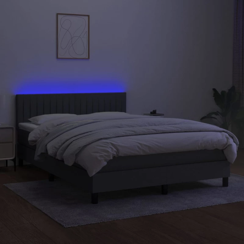 ΚΡΕΒΑΤΙ BOXSPRING ΜΕ ΣΤΡΩΜΑ & LED ΣΚ.ΓΚΡΙ 140X200 ΕΚ ΥΦΑΣΜΑΤΙΝΟ 3133318