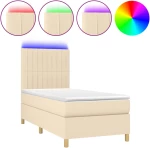 ΚΡΕΒΑΤΙ BOXSPRING ΜΕ ΣΤΡΩΜΑ & LED ΚΡΕΜ 90X200 ΕΚ. ΥΦΑΣΜΑΤΙΝΟ 3135570
