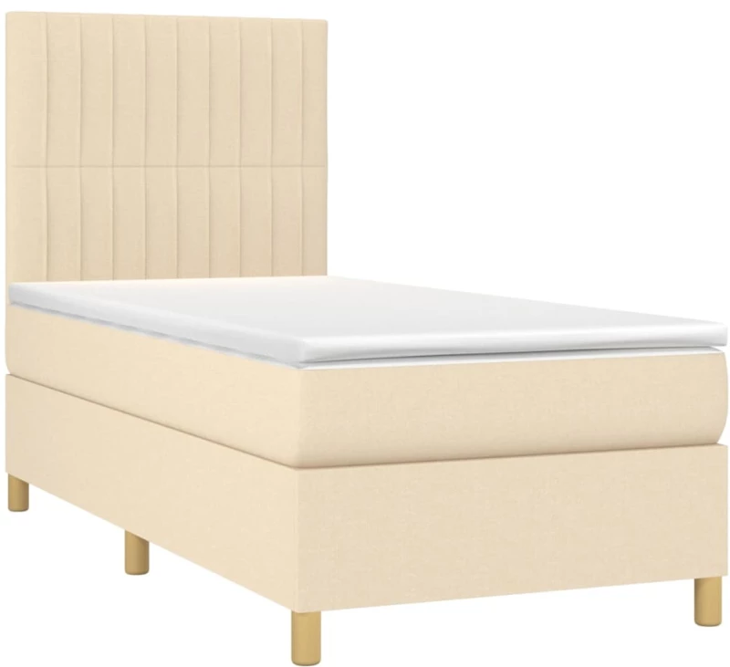 ΚΡΕΒΑΤΙ BOXSPRING ΜΕ ΣΤΡΩΜΑ & LED ΚΡΕΜ 90X200 ΕΚ. ΥΦΑΣΜΑΤΙΝΟ 3135570
