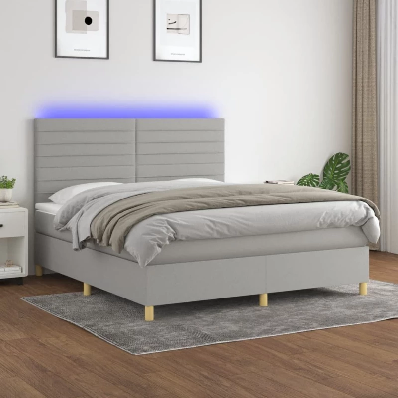 ΚΡΕΒΑΤΙ BOXSPRING ΜΕ ΣΤΡΩΜΑ & LED ΑΝ.ΓΚΡΙ 160X200ΕΚ. ΥΦΑΣΜΑΤΙΝΟ 3135525