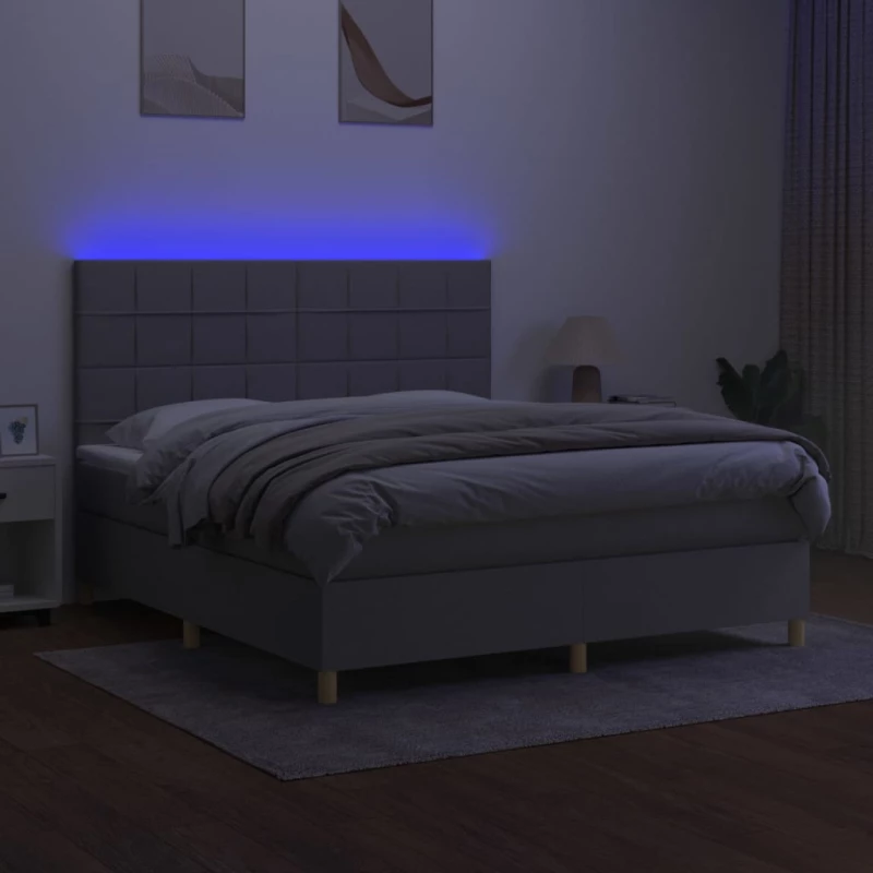 ΚΡΕΒΑΤΙ BOXSPRING ΜΕ ΣΤΡΩΜΑ & LED ΑΝ.ΓΚΡΙ 160X200ΕΚ. ΥΦΑΣΜΑΤΙΝΟ 3135525
