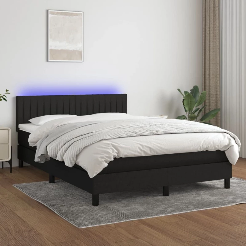 ΚΡΕΒΑΤΙ BOXSPRING ΜΕ ΣΤΡΩΜΑ & LED ΜΑΥΡΟ 140X190 ΕΚ. ΥΦΑΣΜΑΤΙΝΟ 3133311