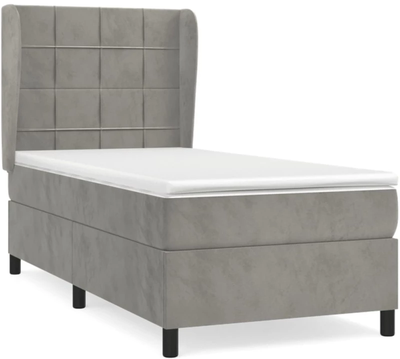 ΚΡΕΒΑΤΙ BOXSPRING ΜΕ ΣΤΡΩΜΑ ΑΝΟΙΧΤΟ ΓΚΡΙ 90X190 ΕΚ. ΒΕΛΟΥΔΙΝΟ 3129183