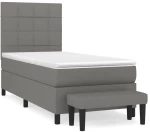 ΚΡΕΒΑΤΙ BOXSPRING ΜΕ ΣΤΡΩΜΑ ΣΚΟΥΡΟ ΓΚΡΙ 100X200 ΕΚ. ΥΦΑΣΜΑΤΙΝΟ 3136574