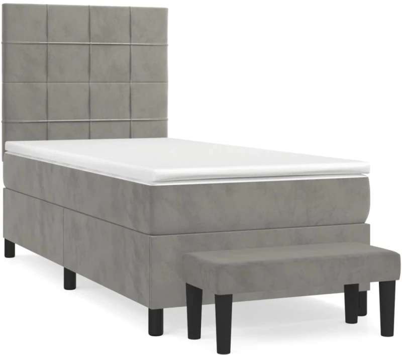 ΚΡΕΒΑΤΙ BOXSPRING ΜΕ ΣΤΡΩΜΑ ΑΝΟΙΧΤΟ ΓΚΡΙ 90X190 ΕΚ. ΒΕΛΟΥΔΙΝΟ 3137815
