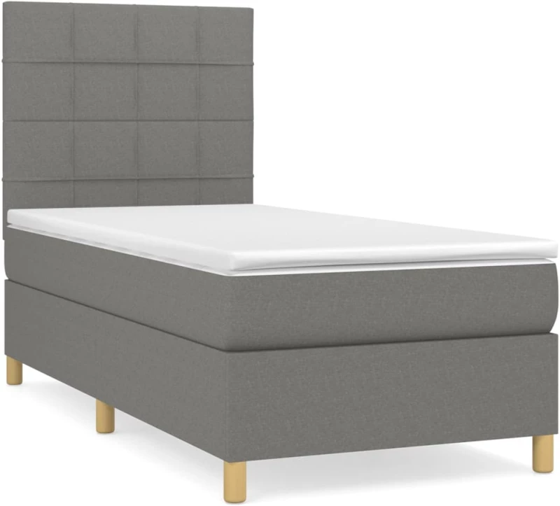 ΚΡΕΒΑΤΙ BOXSPRING ΜΕ ΣΤΡΩΜΑ ΣΚΟΥΡΟ ΓΚΡΙ 80X200 ΕΚ. ΥΦΑΣΜΑΤΙΝΟ 3142290
