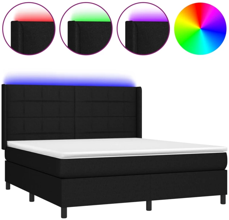 ΚΡΕΒΑΤΙ BOXSPRING ΜΕ ΣΤΡΩΜΑ & LED ΜΑΥΡΟ 160X200 ΕΚ. ΥΦΑΣΜΑΤΙΝΟ 3138327