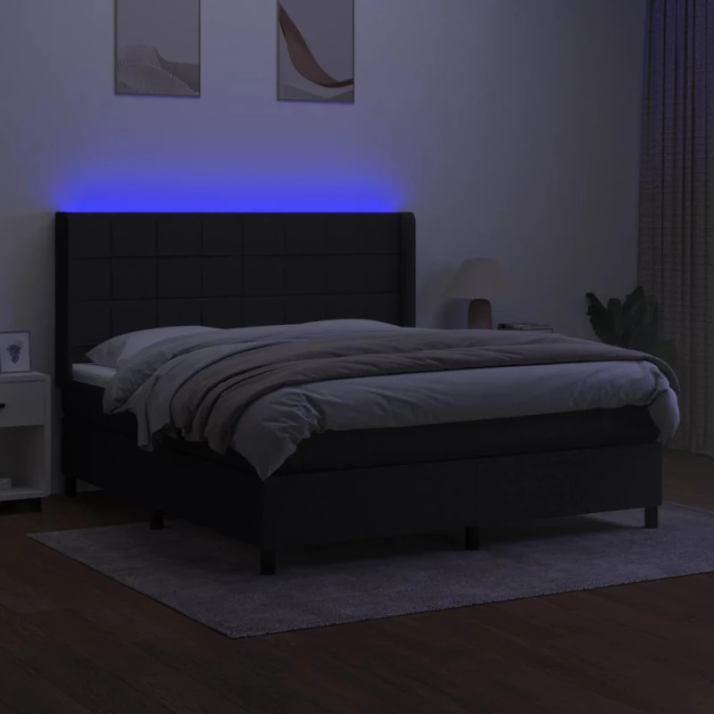 ΚΡΕΒΑΤΙ BOXSPRING ΜΕ ΣΤΡΩΜΑ & LED ΜΑΥΡΟ 160X200 ΕΚ. ΥΦΑΣΜΑΤΙΝΟ 3138327