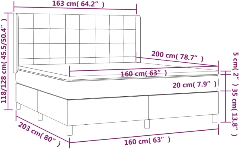 ΚΡΕΒΑΤΙ BOXSPRING ΜΕ ΣΤΡΩΜΑ & LED ΜΑΥΡΟ 160X200 ΕΚ. ΥΦΑΣΜΑΤΙΝΟ 3138327
