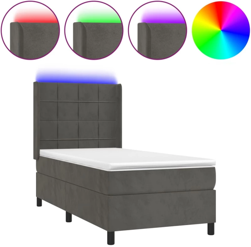 ΚΡΕΒΑΤΙ BOXSPRING ΜΕ ΣΤΡΩΜΑ & LED ΣΚ. ΓΚΡΙ 100X200ΕΚ. ΒΕΛΟΥΔΙΝΟ 3139548