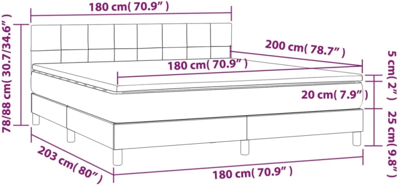 ΚΡΕΒΑΤΙ BOXSPRING ΜΕ ΣΤΡΩΜΑ & LED ΣΚ. ΓΚΡΙ 180X200ΕΚ. ΒΕΛΟΥΔΙΝΟ 3134418
