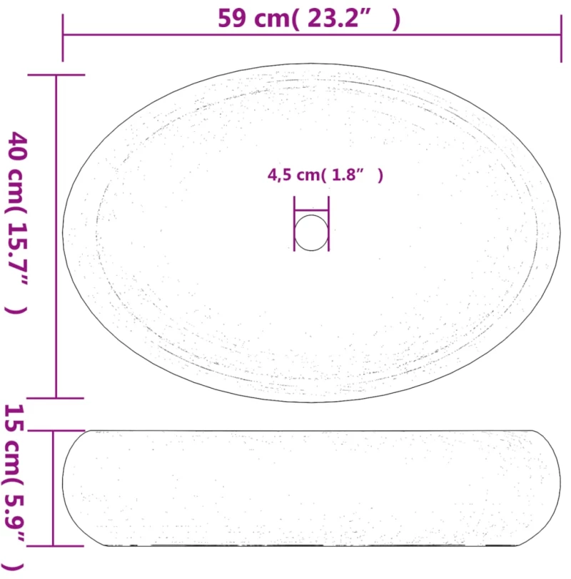 ΝΙΠΤΗΡΑΣ ΟΒΑΛ ΜΑΥΡΟΣ 59 X 40 X 15 ΕΚ. ΚΕΡΑΜΙΚΟΣ 155082