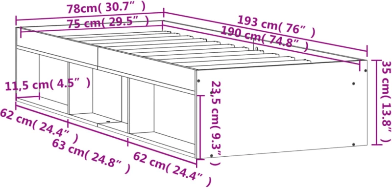 ΠΛΑΙΣΙΟ ΚΡΕΒΑΤΙΟΥ ΚΑΠΝΙΣΤΗ ΔΡΥΣ 75 X 190 ΕΚ. SMALL SINGLE 3203849