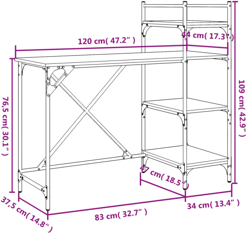 ΓΡΑΦΕΙΟ ΥΠΟΛΟΓΙΣΤΗ ΜΕ ΡΑΦΙΑ ΚΑΦΕ ΔΡΥΣ 120 X 47 X 109 ΕΚ. 836217