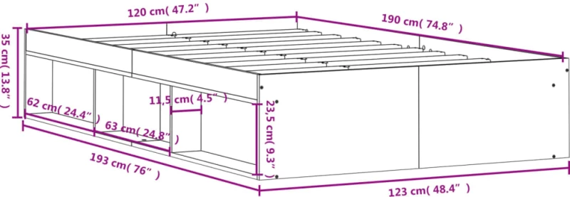ΠΛΑΙΣΙΟ ΚΡΕΒΑΤΙΟΥ ΚΑΠΝΙΣΤΗ ΔΡΥΣ 120 X 190 ΕΚ. SMALL DOUBLE 3203898