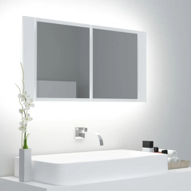 ΝΤΟΥΛΑΠΙ ΜΠΑΝΙΟΥ ΜΕ ΚΑΘΡΕΦΤΗ ΚΑΙ LED ΛΕΥΚΟ 90 X 12 X 45 ΕΚ. 804972