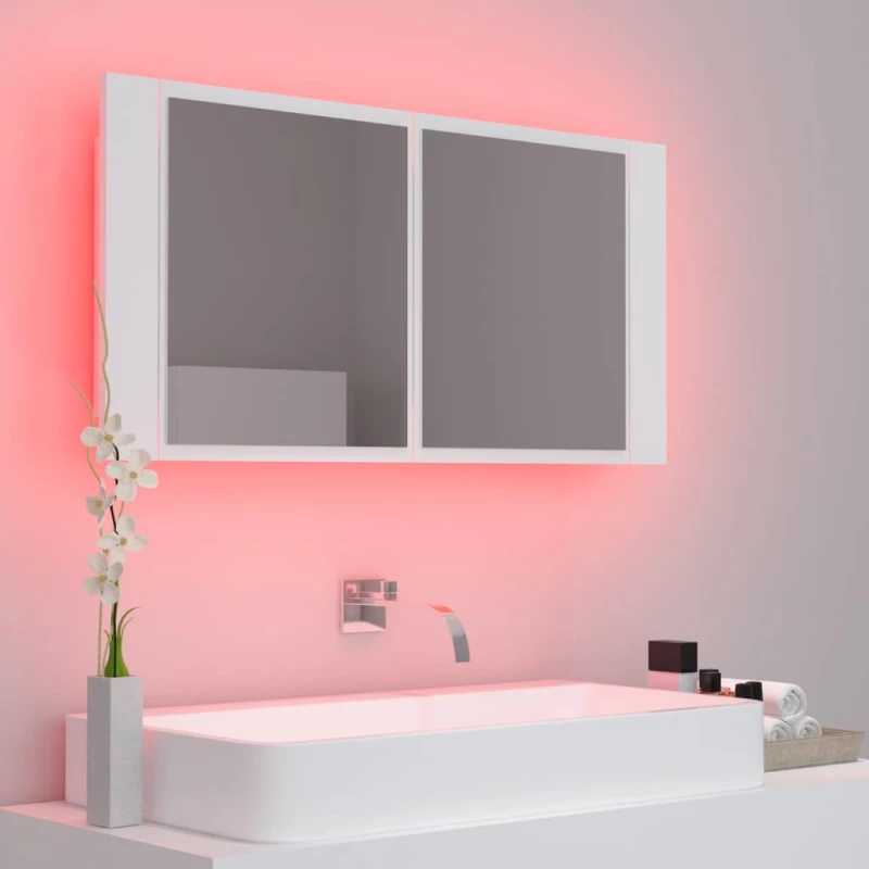 ΝΤΟΥΛΑΠΙ ΜΠΑΝΙΟΥ ΜΕ ΚΑΘΡΕΦΤΗ ΚΑΙ LED ΛΕΥΚΟ 90 X 12 X 45 ΕΚ. 804972