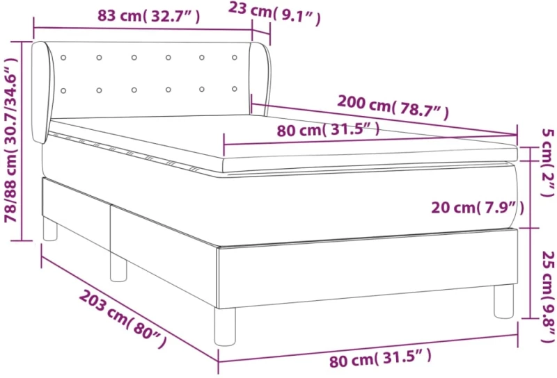 ΚΡΕΒΑΤΙ BOXSPRING ΜΕ ΣΤΡΩΜΑ ΣΚΟΥΡΟ ΓΚΡΙ 80X200 ΕΚ. ΥΦΑΣΜΑΤΙΝΟ 3127078