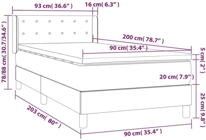 ΚΡΕΒΑΤΙ BOXSPRING ΜΕ ΣΤΡΩΜΑ ΑΝΟΙΧΤΟ ΓΚΡΙ 90X200 ΕΚ. ΥΦΑΣΜΑΤΙΝΟ 3130001