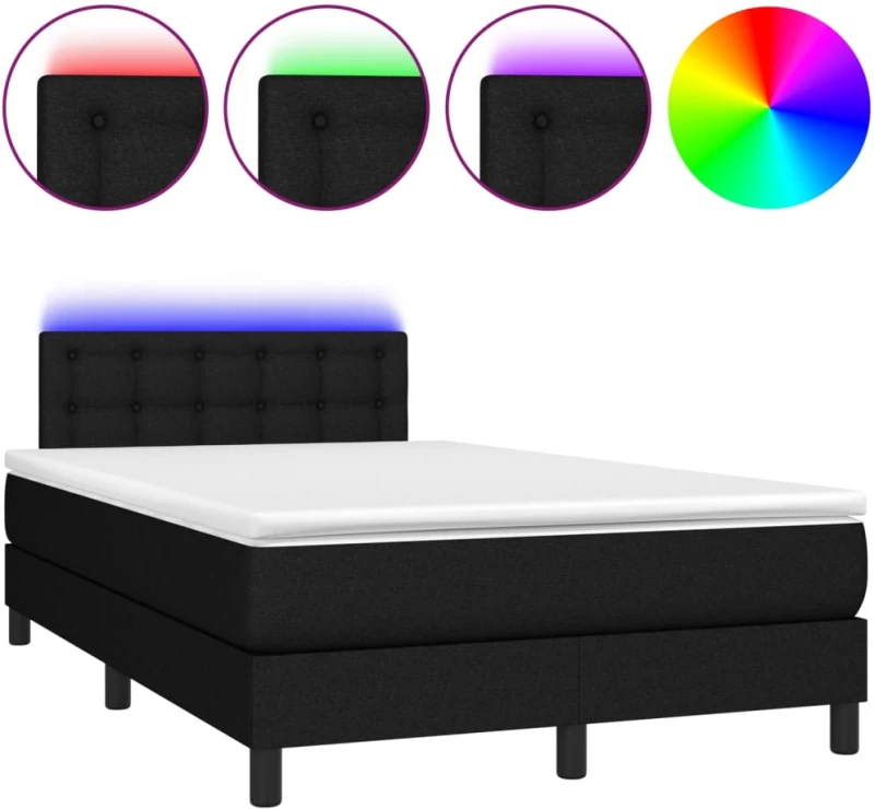 ΚΡΕΒΑΤΙ BOXSPRING ΜΕ ΣΤΡΩΜΑ & LED ΜΑΥΡΟ 120X200 ΕΚ. ΥΦΑΣΜΑΤΙΝΟ 3133463