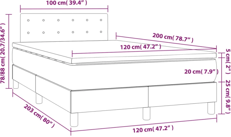 ΚΡΕΒΑΤΙ BOXSPRING ΜΕ ΣΤΡΩΜΑ & LED ΜΑΥΡΟ 120X200 ΕΚ. ΥΦΑΣΜΑΤΙΝΟ 3133463