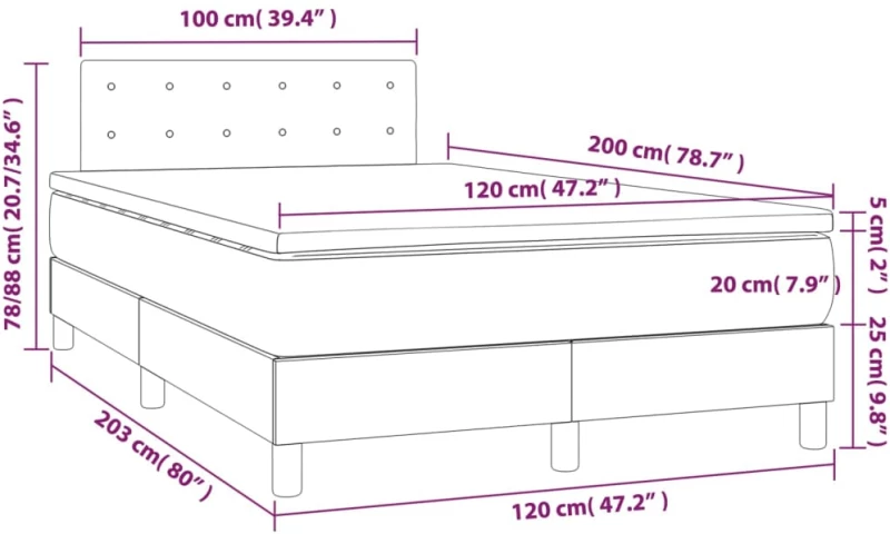 ΚΡΕΒΑΤΙ BOXSPRING ΜΕ ΣΤΡΩΜΑ & LED ΜΑΥΡΟ 120X200 ΕΚ. ΥΦΑΣΜΑΤΙΝΟ 3134023