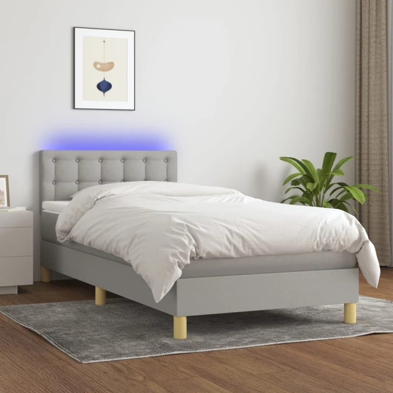 ΚΡΕΒΑΤΙ BOXSPRING ΜΕ ΣΤΡΩΜΑ & LED ΑΝ.ΓΚΡΙ 90X190 ΕΚ. ΥΦΑΣΜΑΤΙΝΟ 3133997