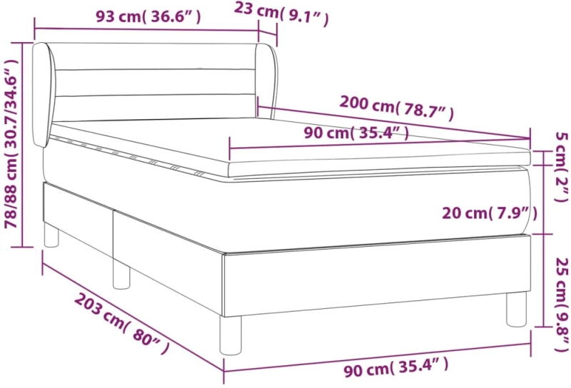 ΚΡΕΒΑΤΙ BOXSPRING ΜΕ ΣΤΡΩΜΑ TAUPE 90X200 ΕΚ. ΥΦΑΣΜΑΤΙΝΟ 3126857
