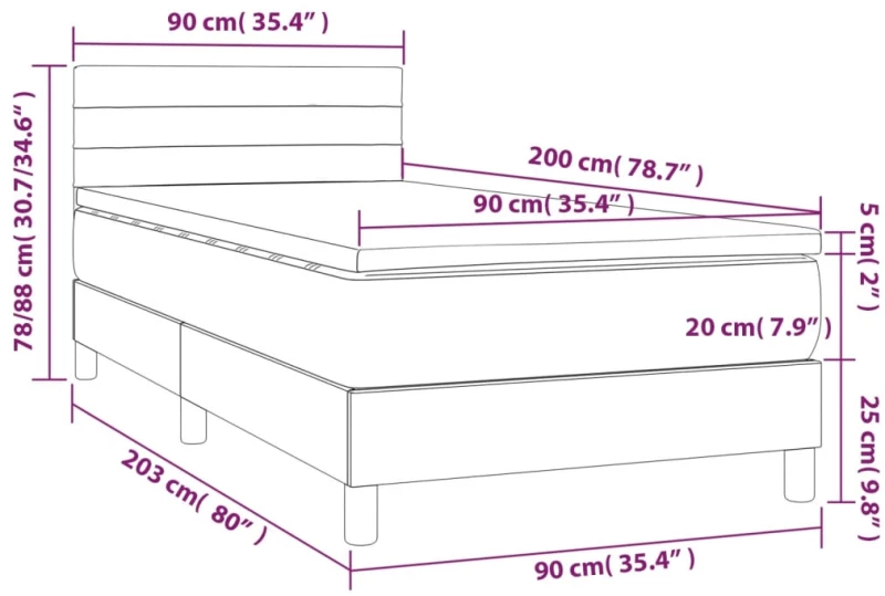 ΚΡΕΒΑΤΙ BOXSPRING ΜΕ ΣΤΡΩΜΑ TAUPE 90X200 ΕΚ. ΥΦΑΣΜΑΤΙΝΟ 3140109