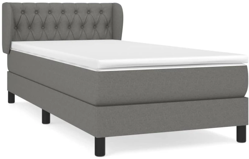 ΚΡΕΒΑΤΙ BOXSPRING ΜΕ ΣΤΡΩΜΑ ΣΚΟΥΡΟ ΓΚΡΙ 90X190 ΕΚ. ΥΦΑΣΜΑΤΙΝΟ 3126446