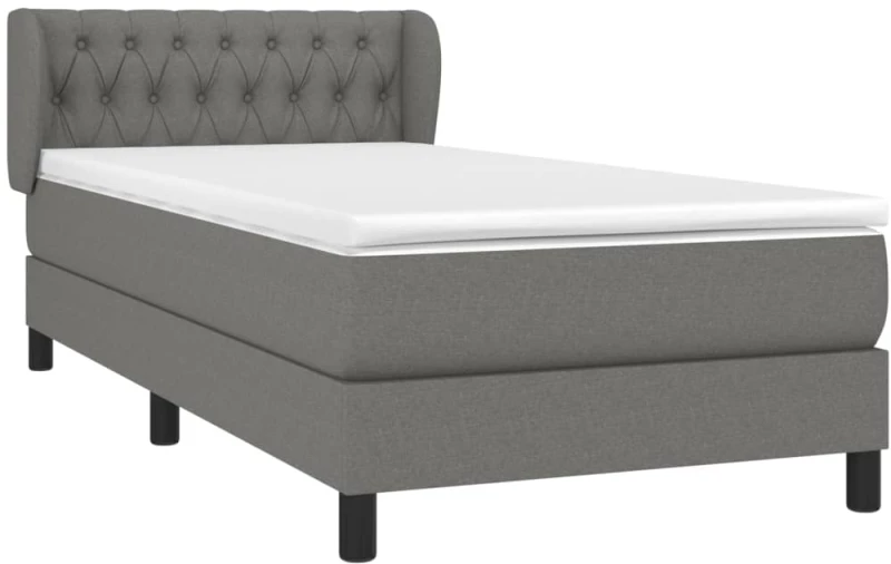 ΚΡΕΒΑΤΙ BOXSPRING ΜΕ ΣΤΡΩΜΑ ΣΚΟΥΡΟ ΓΚΡΙ 90X190 ΕΚ. ΥΦΑΣΜΑΤΙΝΟ 3126446