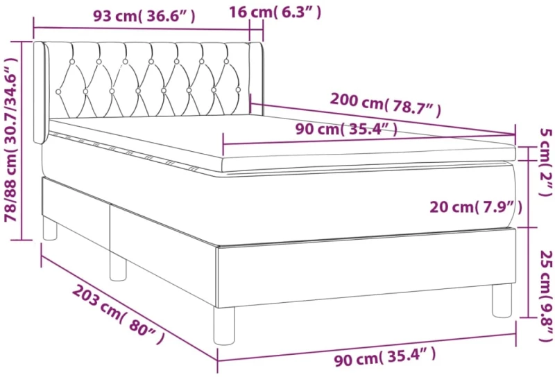 ΚΡΕΒΑΤΙ BOXSPRING ΜΕ ΣΤΡΩΜΑ ΑΝΟΙΧΤΟ ΓΚΡΙ 90X200 ΕΚ. ΥΦΑΣΜΑΤΙΝΟ 3130481