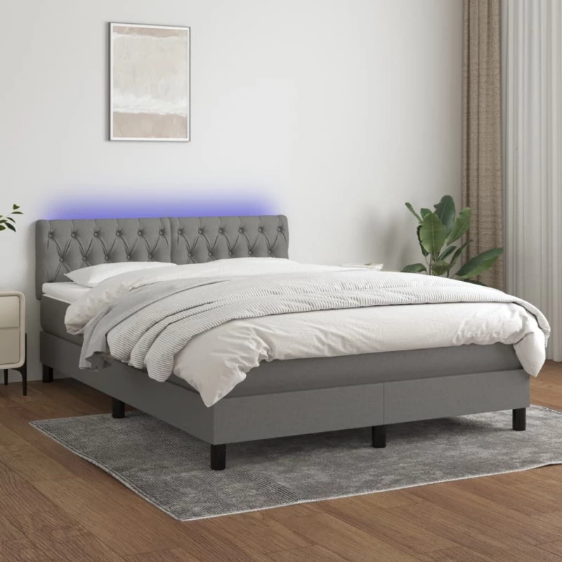 ΚΡΕΒΑΤΙ BOXSPRING ΜΕ ΣΤΡΩΜΑ & LED ΣΚ.ΓΚΡΙ 140X190 ΕΚ ΥΦΑΣΜΑΤΙΝΟ 3133390